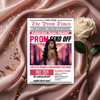 Pink Newspaper Prom Send Off Invitation, Prom Queen with photo invite, Teen Girl Prom Night Party Flyer Card, Digital Printable Template