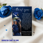 Blue Graduation Thank You Card with photo, Class of 2026 Grad Party Thank You Note For Him and Her, Editable Printable Digital Template