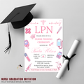 LPN Nurse Graduation Invitation, Pink Pinning Ceremony Party Invite, Nursing Flyer Invite, Editable Canva Printable Template