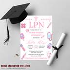 LPN Nurse Graduation Invitation, Pink Pinning Ceremony Party Invite, Nursing Flyer Invite, Editable Canva Printable Template
