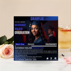 Graduation Invitation with Photo for Him and Her, Movie Theme Blue Streaming Style Grad Party Invite Class of 2026, Editable Canva Template