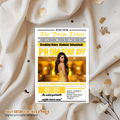 Yellow Newspaper Prom Send Off Party Invitation, Prom Queen with photo invite, Teen Boy Prom Night Flyer Card, Digital Printable Template
