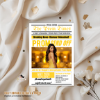Yellow Newspaper Prom Send Off Party Invitation, Prom Queen with photo invite, Teen Boy Prom Night Flyer Card, Digital Printable Template