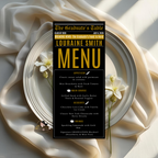 Black Gold Graduation Newspaper Menu, Class of 2026 Dinner Brunch Menu Template, Printable for Him and Her High School College Menu Card