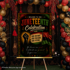 Juneteenth Welcome Party Sign, Emancipation Day Celebration Poster Sign, June 19th Sign, BBQ Cookout Jubilee Day Sign, Printable Template