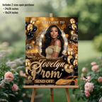 Black Gold Prom Send Off Welcome Party Sign, Prom Queen Poster Sign with photo, Entrance Board Sign, Teen Girl and Boy Printable Template