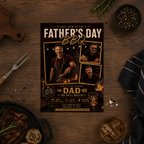 Red Father's Day BBQ Invitation with Photo, Backyard Barbecue Party Invite for Dad Summer Grill Cookout, Editable Digital Printable Template