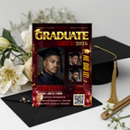 Boy Graduation Invitation, Senior Grad Party with photos invite, Male College High school Graduates Announcement, Maroon Gold Flyer Template