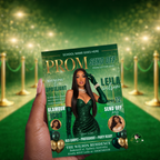 Green Gold Prom Send Off Party Invitation, Prom Queen with photo invite, Girls Prom Night Flyer, Magazine Cover Digital Printable Template