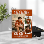 Orange Graduation Announcement Invitation with Photo for Him, Class of 2026 Senior Grad Party Invite, Boy Grad Dinner, Printable Template
