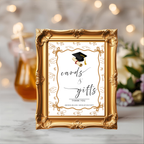 White Gold Coquette Graduation Table Signs Bundle, Senior Grad Favor sign, College Fund Sign, Woman Graduates Party Decor Printable Template