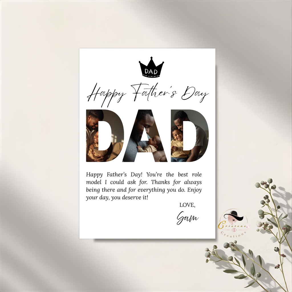 Father’s Day Card Template, DAD Greeting Photo Card, Letter To Daddy, Father Appreciation Card, Printable Digital Download