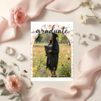 Wildflower Graduation Party Invitation, Boho Floral Senior Grad Announcement with photo invite, Girl University Graduates Printable Template