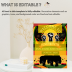 Juneteenth Welcome Party Sign, Independence Day Sign, Black Freedom Celebration Poster Sign, BBQ Cookout Sign, Digital Printable Template