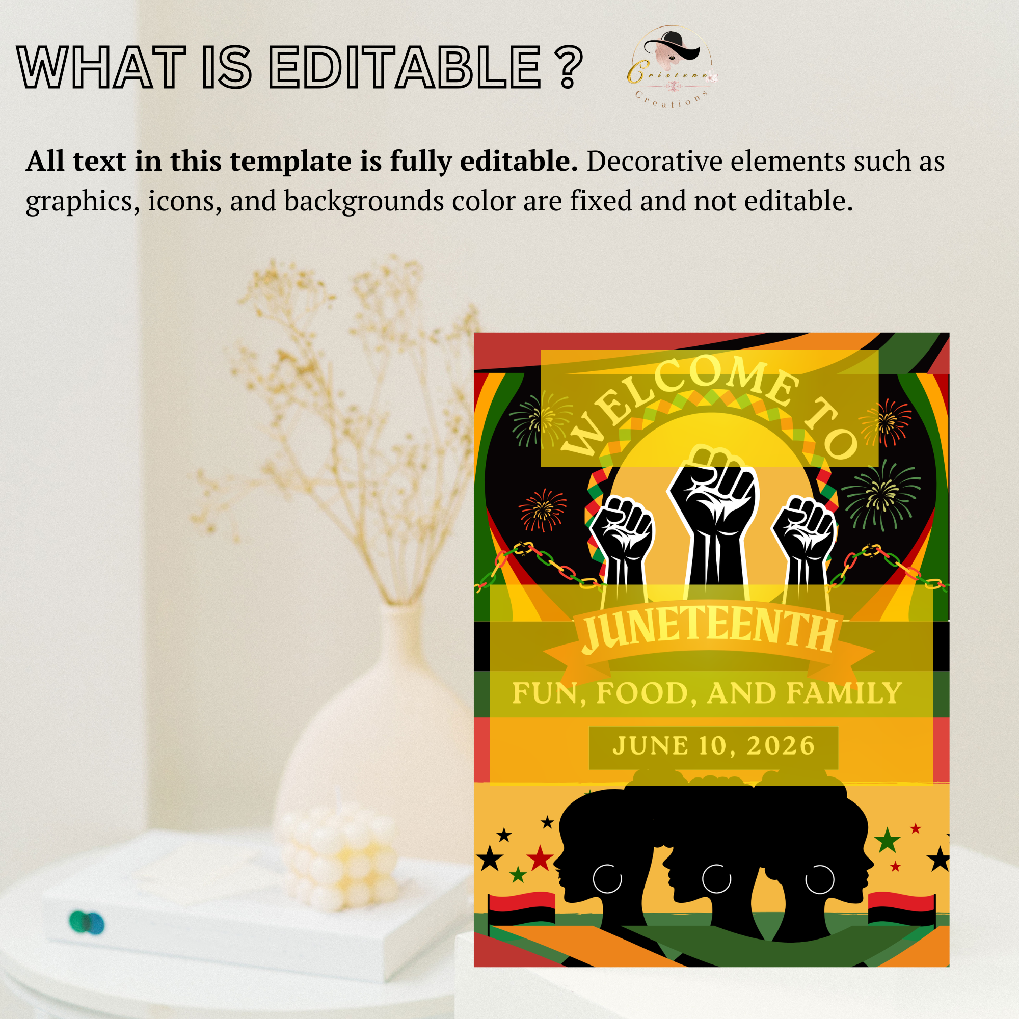 Juneteenth Welcome Party Sign, Independence Day Sign, Black Freedom Celebration Poster Sign, BBQ Cookout Sign, Digital Printable Template