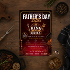 Father’s Day Backyard BBQ Invitation, Summer Grill Party for Dad, Birthday Barbecue Invite for Him, Red Editable Printable Canva Template