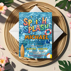 Pool Party Birthday Invitation for Boy, Kids Summer Beach Party Invite, Splish Splash Invite, Blue Printable Editable Digital Template