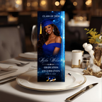 Blue Graduation Menu with Photo, Senior Grad Party Menu, Class of 2026 Dinner Menu Template, Girl Boy Menu, Printable Editable Canva