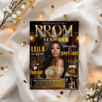 Black Gold Prom Send Off Party Invitation, Prom Queen with photo invite, Girls Prom Night Flyer, Magazine Cover, Digital Printable Template