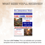 Newspaper 4th of July BBQ Party Invitation with Photo, Patriotic Cookout Invite Independence Day Fireworks Invite Printable Digital Template