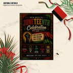 Juneteenth Invitation, June 19th Black Freedom Day Party Invite, BBQ Cookout, Emancipation Day Printable Digital Canva Template