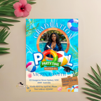 Graduation Pool Party Invitation with Photo, Senior High School College Grad Party Invite for Him and Her Class 2026 Editable Canva Template
