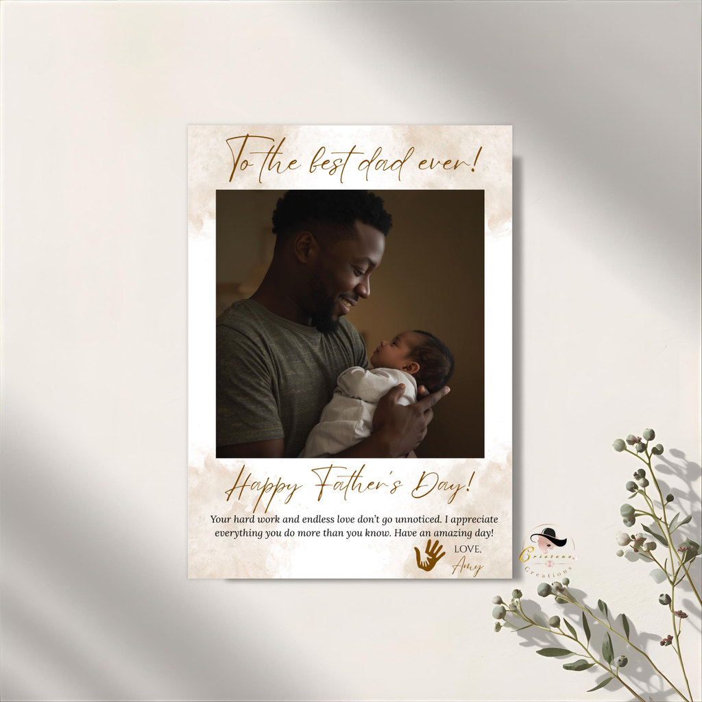 Fathers Day Greeting Card, DAD with photo card, Daddy Card, Letter To Dad, Father Thank You Card Custom Printable Template