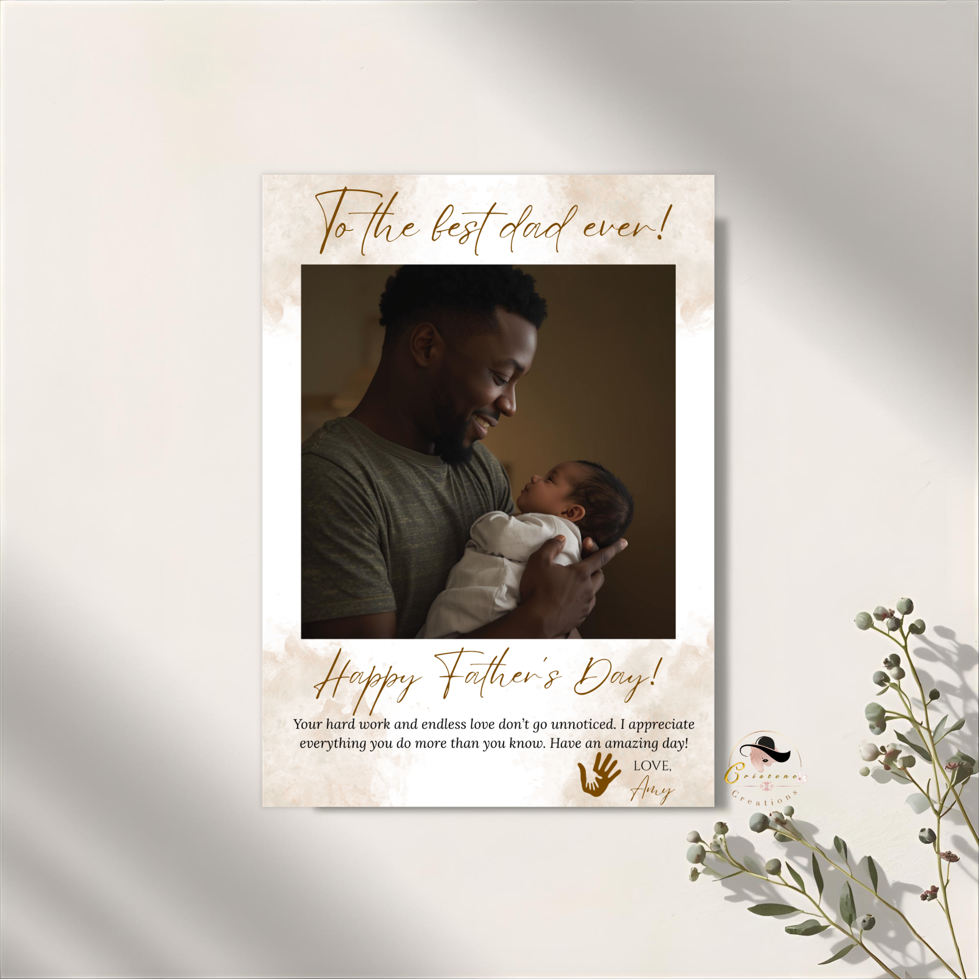 Fathers Day Greeting Card, DAD with photo card, Daddy Card, Letter To Dad, Father Thank You Card Custom Printable Template