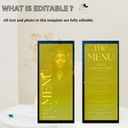 Editable Graduation Menu with Photo, Blue Grad Party Dinner Brunch Menu Card, Class of 2026 Menu For Him and Her, Printable Canva Template