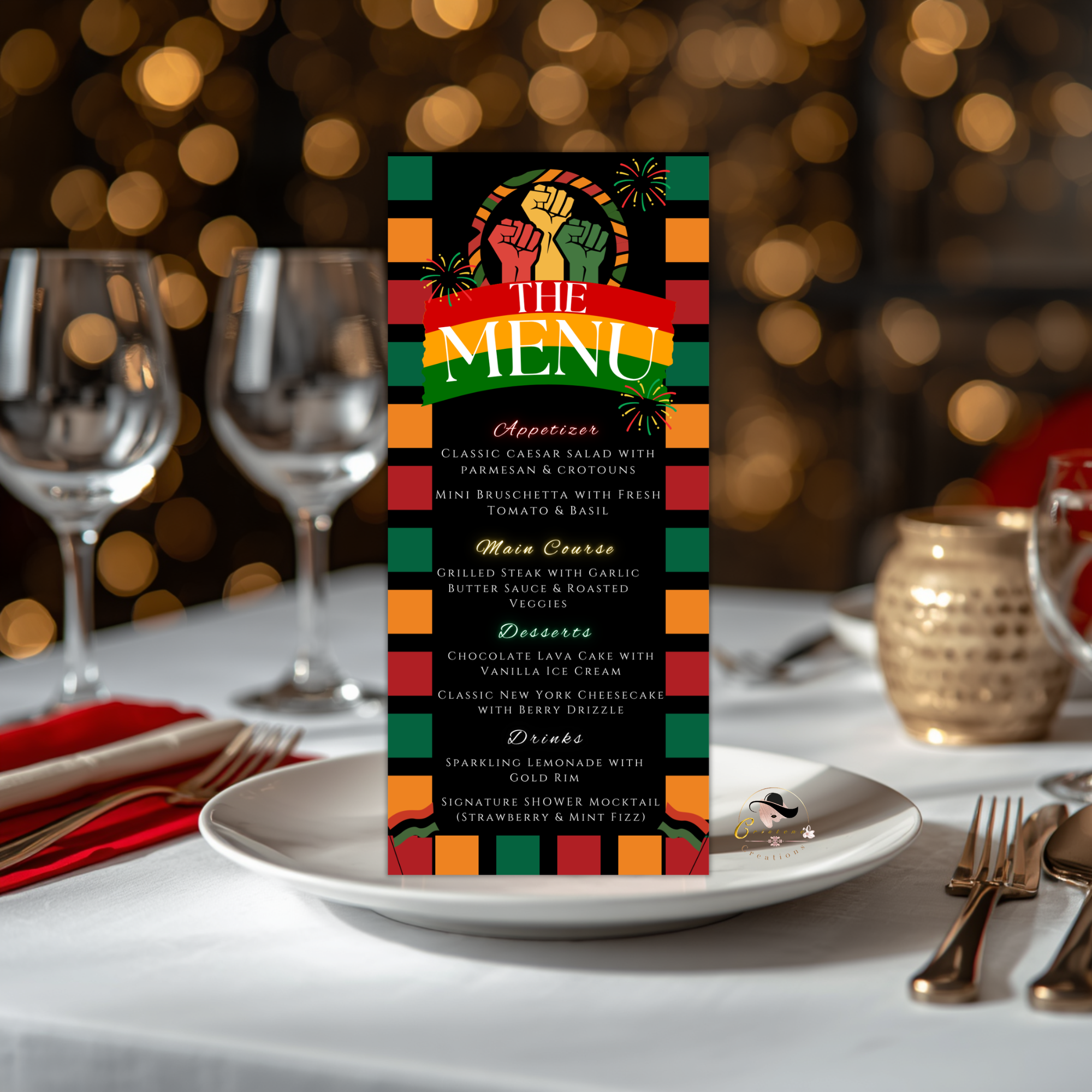 Juneteenth Menu Template, Black Freedom Day Menu Card, Independence Day Cookout BBQ Party Menu, Editable Canva Printable