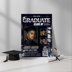 Boy Graduation Invitation, Senior Grad Party with photos invite, Male College High school Graduates Announcement, Blue Silver Flyer Template