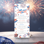 4th of July Menu Template, USA Independence Day BBQ Cookout Menu, Patriotic Dinner Brunch Party Menu, Red White Blue, Editable Printable
