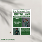 Fathers Day Newspaper Invitation with Photo, Dad Celebration Party Invite, Brunch or Dinner Invite, Flyer Card, Editable Canva Template