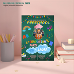 Pre K Graduation Invite with Photo, Preschool Grad Invitation, Kindergarten Class of 2026 Kids Party Invite, Canva Printable Template