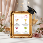 Nurse Graduation Drink Sign Template, Pink RN LPN CNA Cocktail Menu Card, Signature Drinks Bar, Hydration Station, Editable Canva Printable