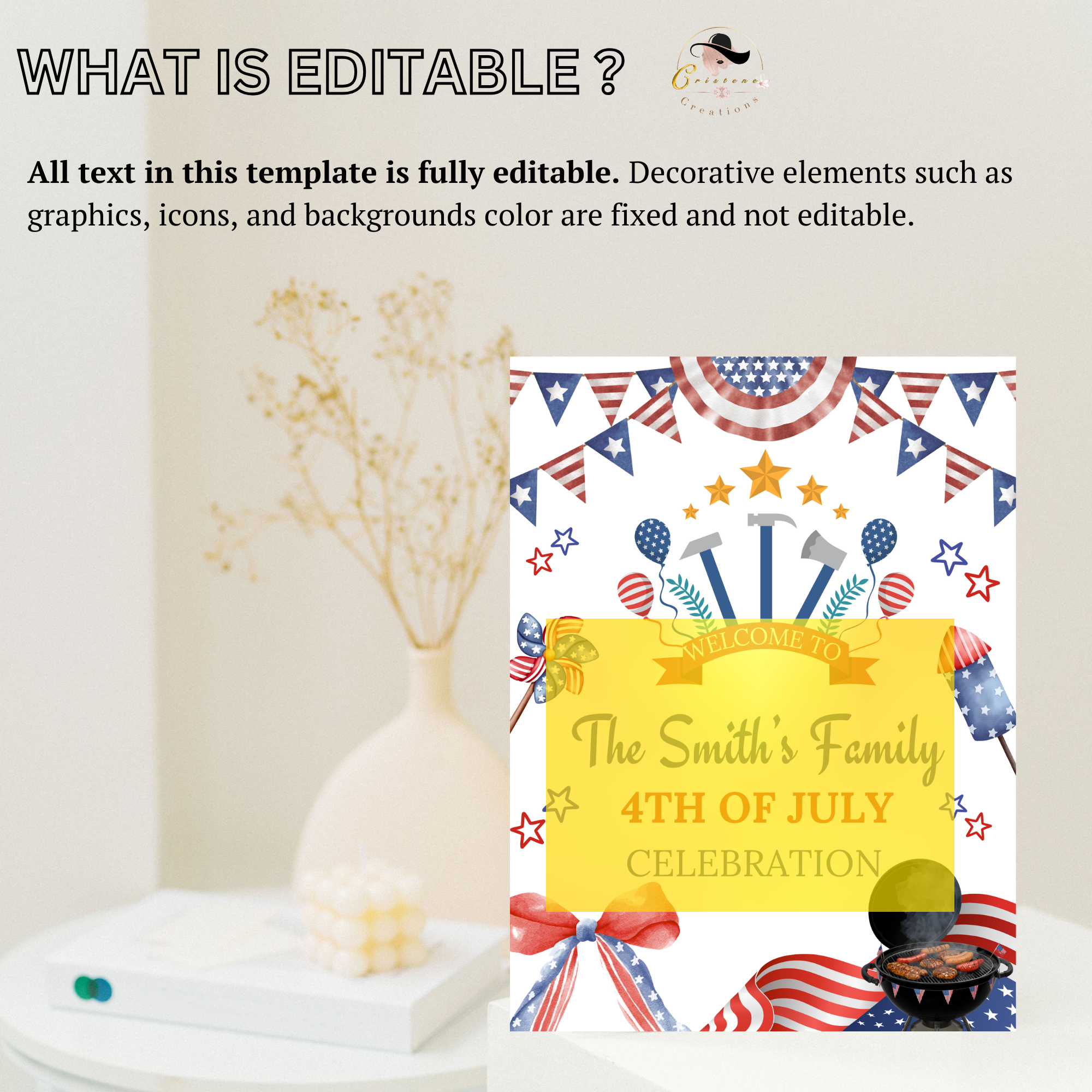 4th of July Welcome Party Sign, Fourth of July Sign, USA Independence day, Patriotic Poster Sign, Red White Blue, Digital Printable template