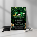 Green Graduation Announcement Invitation, Senior Grad Party invite, High School Class of 2026 Boy Girl Flyer Card Digital Printable Template