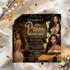 Black Gold Prom Send Off Party Invitation, Prom Queen with photo invite, Woman Prom Night Flyer, Elegant Prom, Digital Printable Template