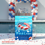 4th of July Pool Party Invitation, Summer BBQ Cookout Invite, USA Independence Day Party, Patriotic Invite, Canva Digital Printable Template