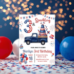 4th of July Birthday Invitation for Kids, Patriotic Pool Party Invite, Fourth of July Invite, Red White Blue Printable Digital Template