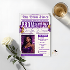 Newspaper Prom Send Off Party Invitation, Purple Prom Queen with photo invite, Girls Prom Night Flyer Card, Digital Printable Template