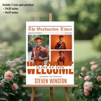 Orange Newspaper Graduation Welcome Party Sign, Boy Senior Grad Announcement Sign with photo, High School Graduates Sign, Printable Template