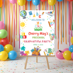 Preschool Graduation Welcome Sign, Pre-K Kindergarten Class of 2026 Party Poster Sign, Colorful Kids Grad, Editable Canva Printable Template