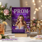 Purple Prom Send Off Party Invitation, Prom Queen with photo invite, Girl Prom Night Flyer, Elegant Diamond Theme Digital Printable Template