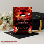 Red Graduation Announcement Invitation, Senior Grad Party invite, High School Class of 2026 Boy Girl Flyer Card, Digital Printable Template