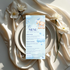 Cloud 9 Baby Shower Menu and Program Template, Blue Baby Shower Teddy Bear Theme Order of Events, Menu Card Editable Digital Printable Canva