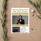 Fathers Day Invitation Newspaper Style with Photo, Dad Party Invite, Dinner Invite Editable Canva Template Printable Celebration Flyer Card