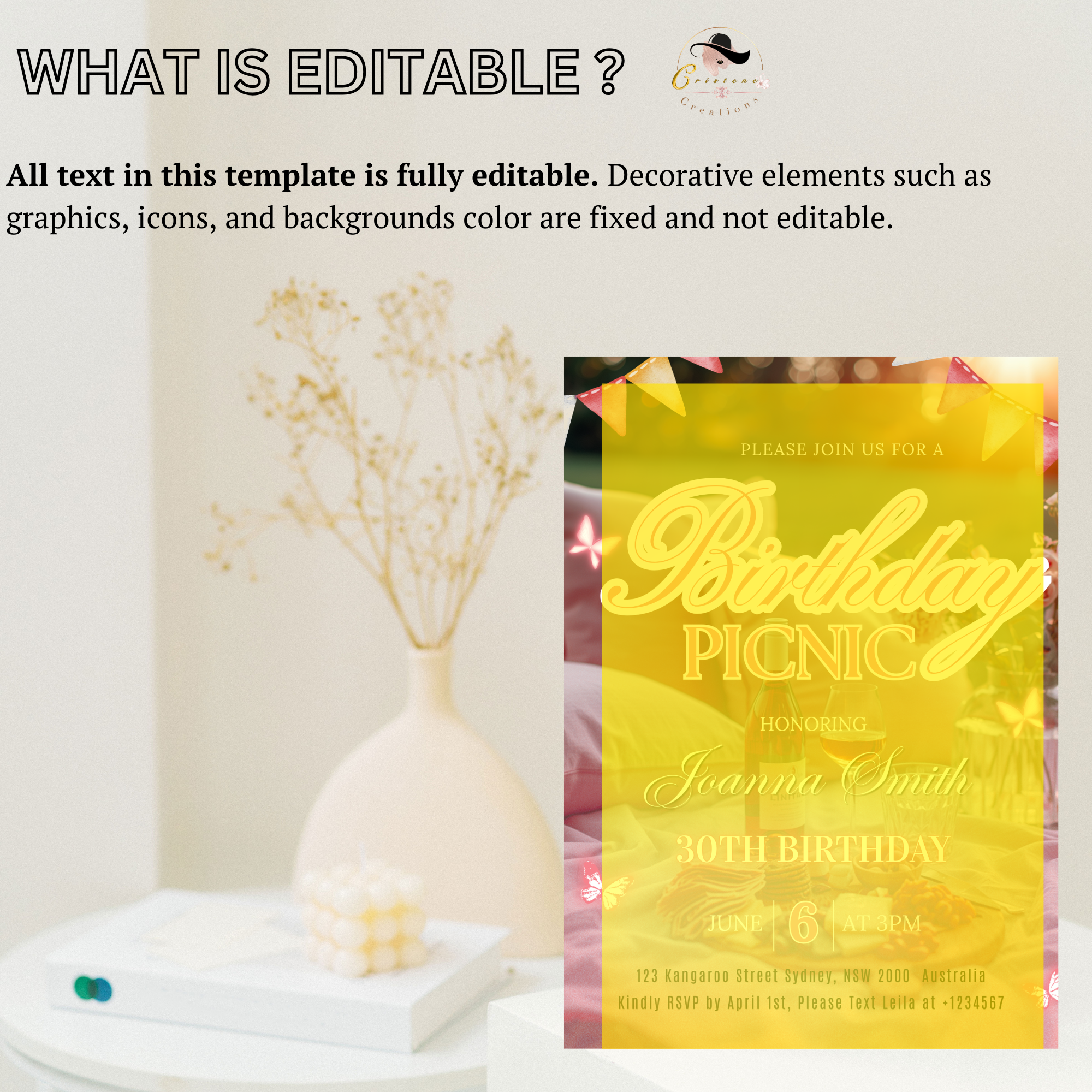 Birthday Picnic Invitation with Photo, Pink Summer Milestone Birthday Party Invite, Girl Picnic at the park Invite, Printable Canva Template
