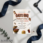 Fathers Day BBQ Party Invitation, Dad Cookout Pool Party Invite, Food Drinks Whiskey Barbecue Celebration, Printable Digital Canva Template