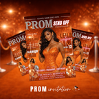 Orange Prom Send Off Party Invitation, Prom Queen with photo invite, Girls Prom Night Flyer Card, Magazine Cover, Digital Printable Template